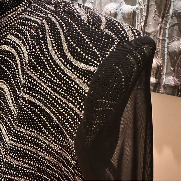 ⭐️Song & Sung Sm Black and Silver Patterned Blouse Jacket with Sheer Sleeves - Picture 9 of 9